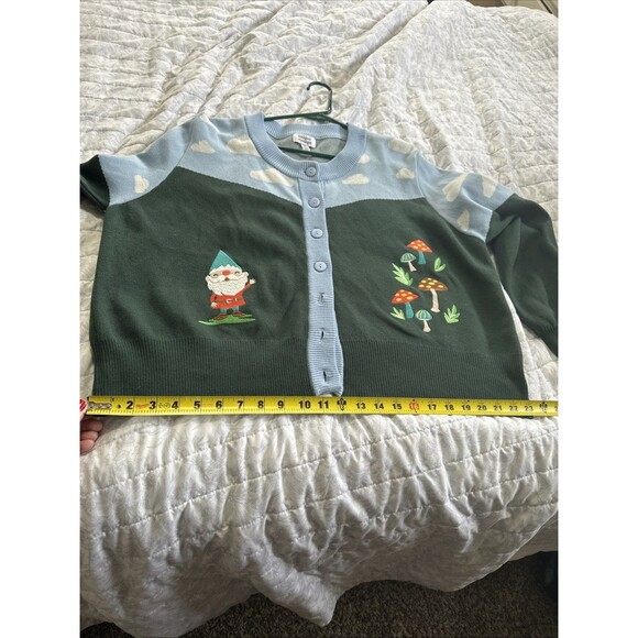 Unique Vintage Plus Size 4XL 22-24 Gnome In The Sky Cardigan Sweater Mushrooms - Picture 11 of 13